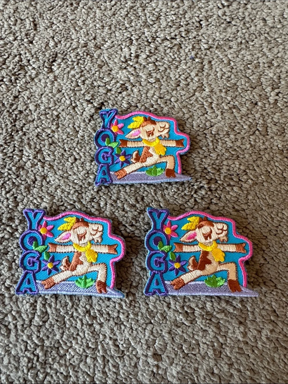 Yoga Lamb Iron-On Patch - Pink & Blue Embroidered Kids Toy Accessory